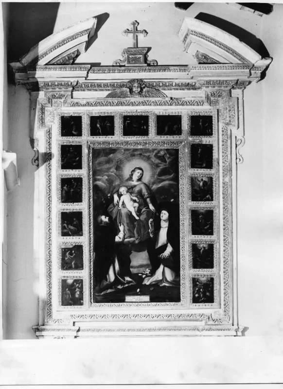 Madonna del Rosario con San Domenico e Santa Caterina, santi e misteri del rosario - Roma